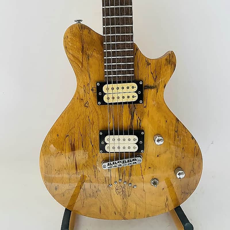 Sakura Electric Guitar, Burl Wood Top Mahogany Body, Maple Neck, Rosewood Fingerboard, 22 Frets, HH Pickups image 1