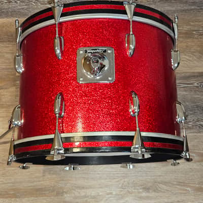 Vintage 1970s Slingerland 14x20 Bass Drum Project - 20" Red Sparkle Rewrap - No Badge - Missing Spur image 3