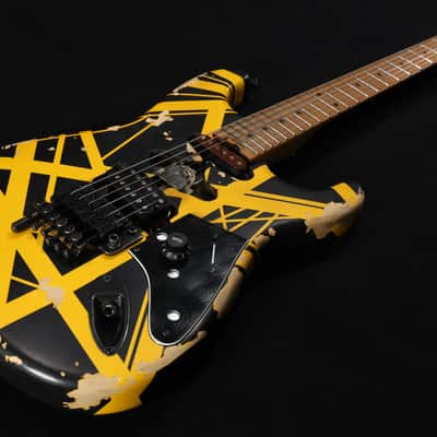 EVH Striped Series Frankenstein Frankie Electric Guitar - Black with Yellow Stripes, Relic 616 image 3