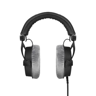 Beyerdynamic DT 990 Pro 250 Ohm Open-Back Over-Ear Monitoring Headphones in Gray Bundled with Replacement EDT 990 VB Ear Pad Set Velour in Black and Headphone Stand (3 Products) image 3