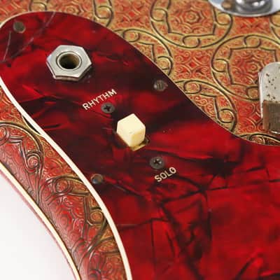 1964 Hofner Galaxy 176 Electric Guitar - Super Rare Red & Gold Vinyl Body with 3 Staple Pickups! image 5