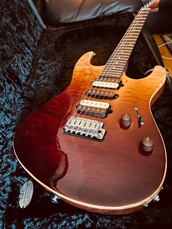 Suhr Modern Carve Top Desert Gradient Angel Quilt Mahogany Back, Cocobolo knobs and Covers image 1