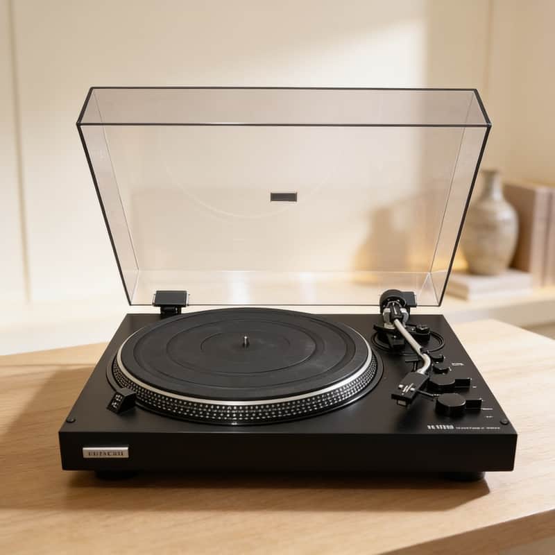 Hitachi PS-17 Rare Vintage Turntable Belt Drive Wood Plinth Stereo Analog Warranty image 1