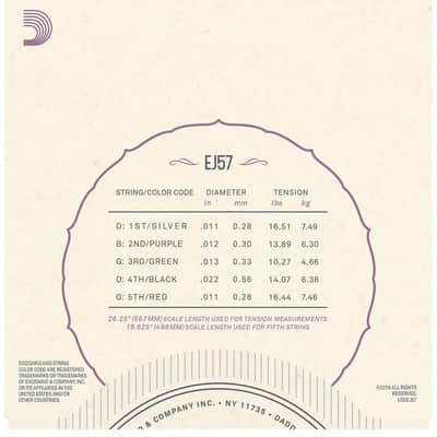 D'Addario EJ57 Nickel 5 String Banjo Guitar Strings, Custom Medium, 11-22 image 2
