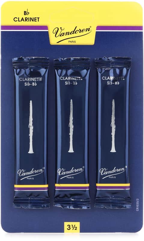 Vandoren Traditional Bb Clarinet Reeds - 3.5 (3-pack) (2-pack) Bundle image 1