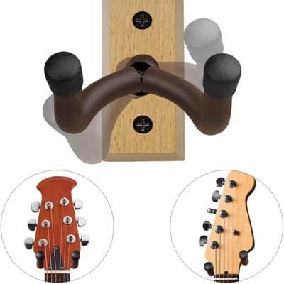 Guitar Wall Mount Hanger, Nature Wood Hanger, Strurdy Guitar Holder Hook, Fits Acoustic, Classic Guitar, Electric Bass, Cello, Violin, Banjo, Mandolin,Hardwood Made (2-Pack) image 3