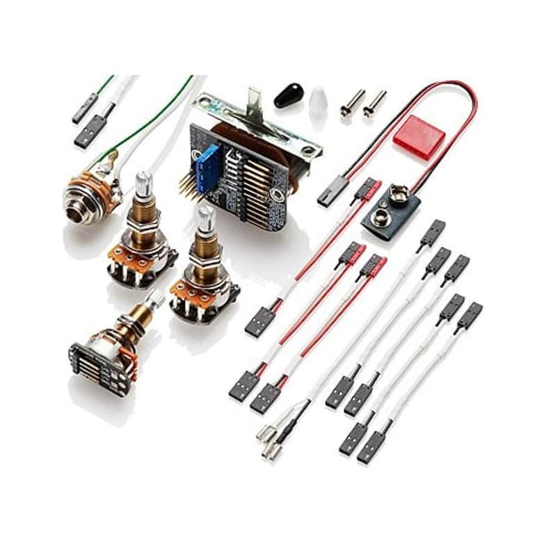 EMG Solderless Active Conversion Wiring Kit 3 Pickups Switch 3 LONG SHAFT POTS, Jack , Buss & Wiring image 1