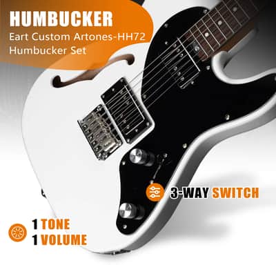 Eart Guitars, E-TT72, Semi Hollow Body Electric Guitars Humbucker Pickups Fixed Bridge LP3, White image 3