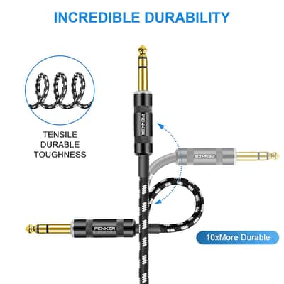 1/4 Inch Trs Cable,10Ft 2Pack Straight 6.35Mm Male Jack Stereo Audio Interconnect Cord,Balanced Stereo Audio Patch Cable,Black Cable image 4