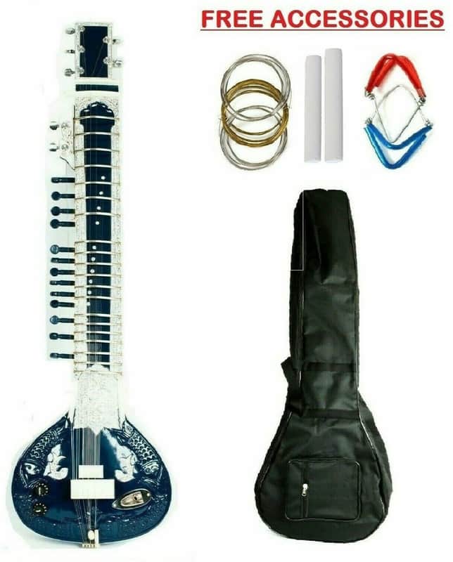 Naad Indian Musical String Instrument  Electric Travel Sitar With Bag, Mizrab image 1