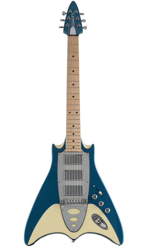 Backlund Super Vee Electric Guitar-Blue-Creme image 1