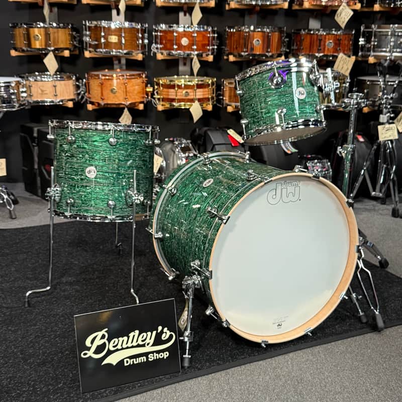 ~RARE!~ DW Design Series 3-Piece 12/16/22 Drum Kit Set in Green Strata FinishPly image 1