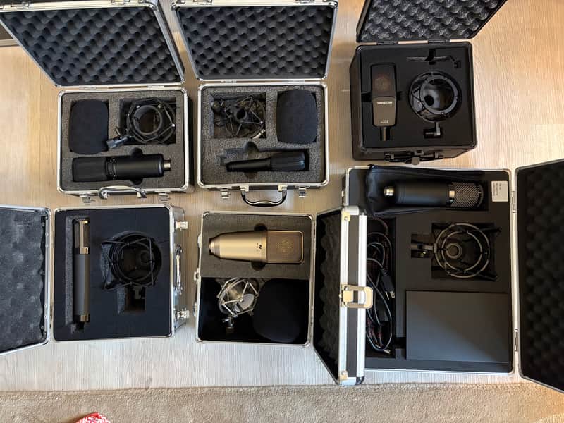 Lot of 6x Chinese Recording Mics - 2x ribbon + 3x large condensers + 1x tube