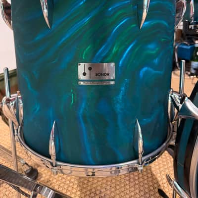 Sonor Tear Drop - Chicago 1966 - Blue/Green Turquoise Satin Flame image 16