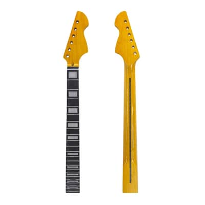 Maple Guitar Neck 22 Fret 25.5 inch replacement Rosewood Fretboard Yellow paint Block Inlay Guitar Parts Replacement image 1