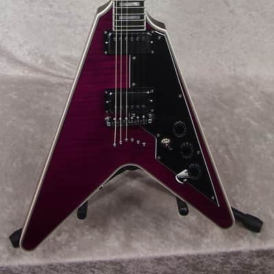 NEW! Schecter V-1 Custom 254 electric guitar in trans purple finish image 1