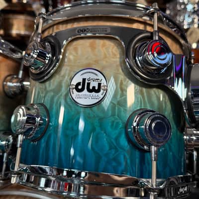 ~WOW!~ DW Collector's Series 333 Pure Maple 5-Piece 10/12/14/16/22 Drum Kit Set in Malibu Fade over Exotic Super Quilted Maple w/ Chrome Hardware image 6
