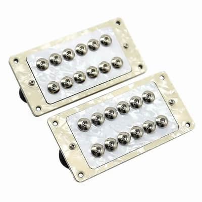 White Pearl Large Pole Guitar Humbucker Pickups Neck and Bridge Set image 5