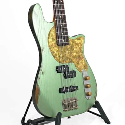 Offbeat Guitars "Priscilla" Bass in Avocado Metallic Relic, EMG Geezer Butler PJ PUs, Gotoh Hardware image 1