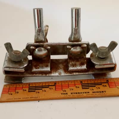 MIJ Bass Drum Spurs Clamp-On Hoop Mount Anchor Double-Spike Leg Vintage60s Japan image 4