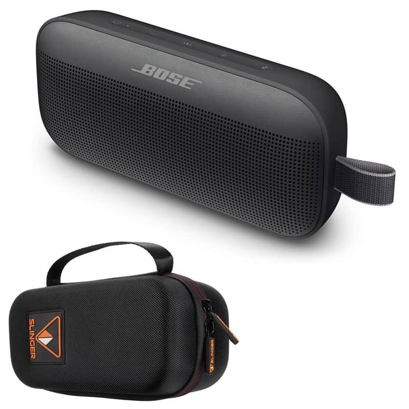 Bose SoundLink Flex Bluetooth Speaker, Portable Speaker with Microphone, Wireless Waterproof Speaker for Travel, Outdoor and Pool Use with Slinger Hard Travel Case & USB Plug image 1