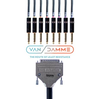 D-Sub DB25 Multicore 8 Way Studio Grade Analog Cable Loom 1M (Balanced TRS Male Gold ) Van Damme image 1