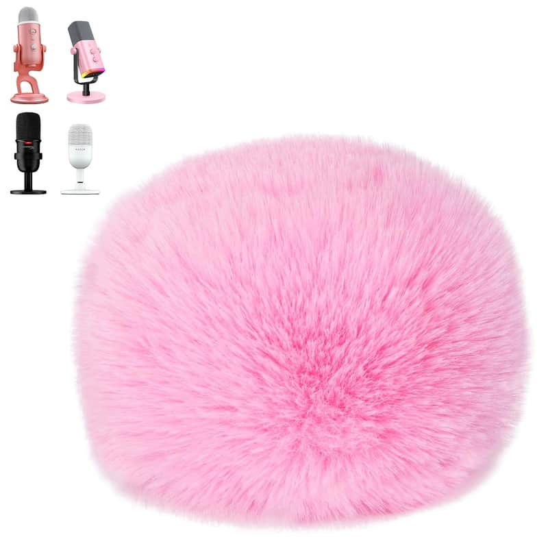Blue Yeti Microphone Pop Filter, Mic Cover Furry Foam For Blue Yeti, Fifine Am8, Hyperx Solocast, Razer Seiren V3 Mini Microphones And Most Mic (Pink) image 1