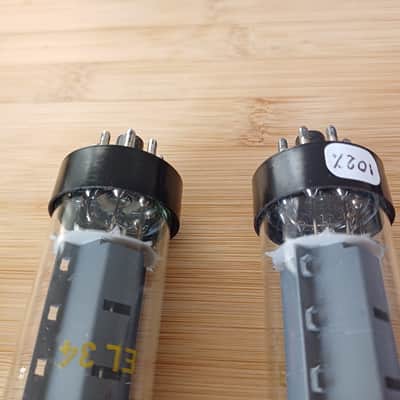 Beautiful NOS RFT  EL34 6CA7  early SHORT BASE model !!! perfectly matched pair  great Mullard substitute Orange Hiwatt Marshall Bild 6