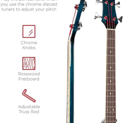 Full Size 4 String Acoustic Electric Bass Guitar Fretted Bass Guitar Blue image 4
