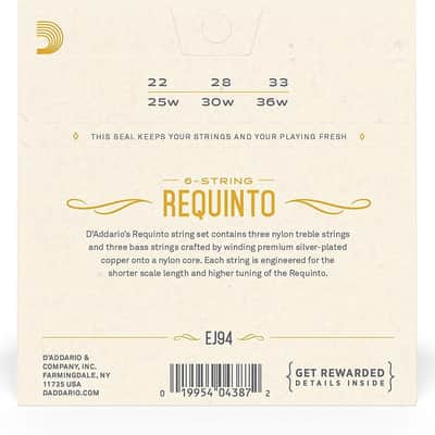D'Addario EJ94 Requinto, 6-String, Silver Plated Copper image 2