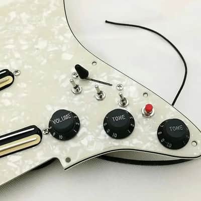 White Pearl Strat Style Guitar Multi Function Loaded Prewired Pickguard, Dual Rail Pickups image 2