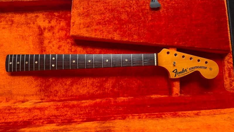 1968 Fender Stratocaster Neck – Original Nitro, A-Width, Rosewood Veneer, Original Frets, rare image 1