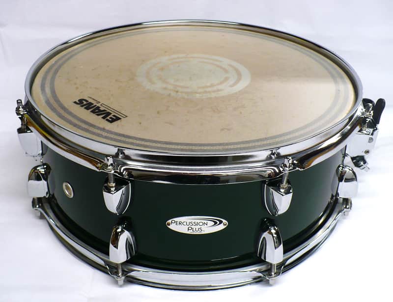 Percussion Plus 14" x 5 1/2" Snare Drum / 8 Lug / Green Sparkle Wrap image 1