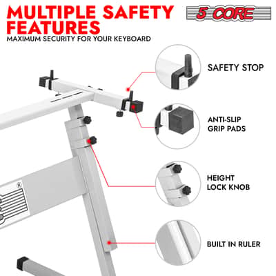 5 Core Keyboard Stand Adjustable 21 - 33" Z Style Metal Electric Piano Riser 330Lb Capacity Foldable image 6
