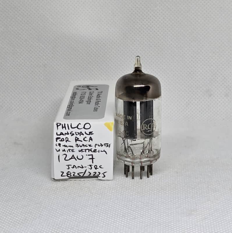 Sylvania / Philco Lansdale Made For RCA JAN 12AU7 Long Black Plate Balanced Single NOS 12AU7A ECC82 image 1