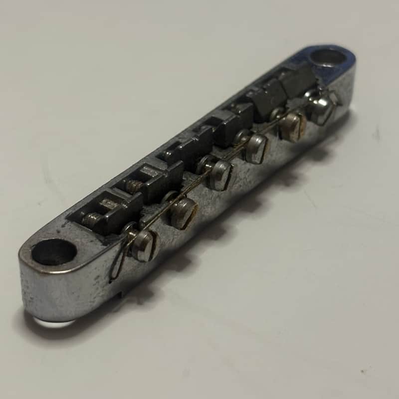 Japan ABR-1 Tune-O-Matic Style Nickel Natural Aged Bridge Saddle W/ wire vintage 70s image 1