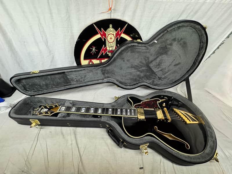 D'Angelico EX-SS Excel SS Singlecut Semi-Hollowbody Guitar with Case 2022 - Black image 1
