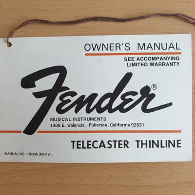[Vintage] Fender Telecaster Thinline Owner's Manual 1977 (#1) image 1