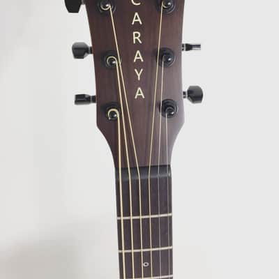 Caraya SAFAIR41EQ All Mahogany Dreadnought Acoustic Guitar, Built-in EQ + Gig Bag image 7