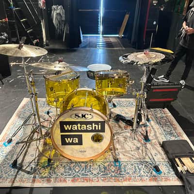 SJC Custom Acrylic 3-Piece Drum Kit – Yellow Acrylic w/ Brass Hardware (22/12/16) image 10
