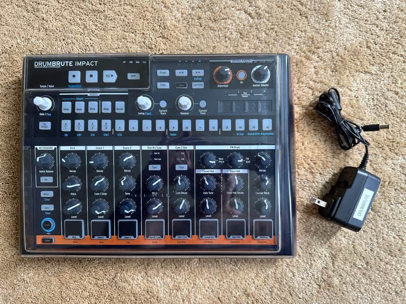 Arturia DrumBrute Impact 2018 - 2021 - Black w/ Decksaver and PSU image 1