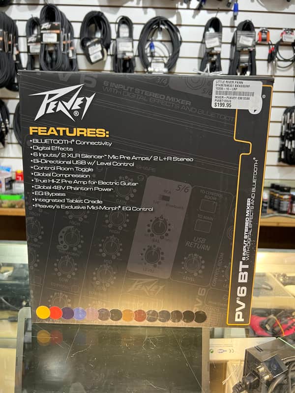 Peavey PV 6 BT 6 Channel Mixer with Bluetooth 2010s - Black image 1