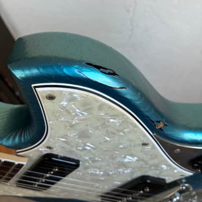 YouTube Vid in description Novo Serus J Lake Placid Blue over 64 sunburst binding electric guitar p90 case image 5