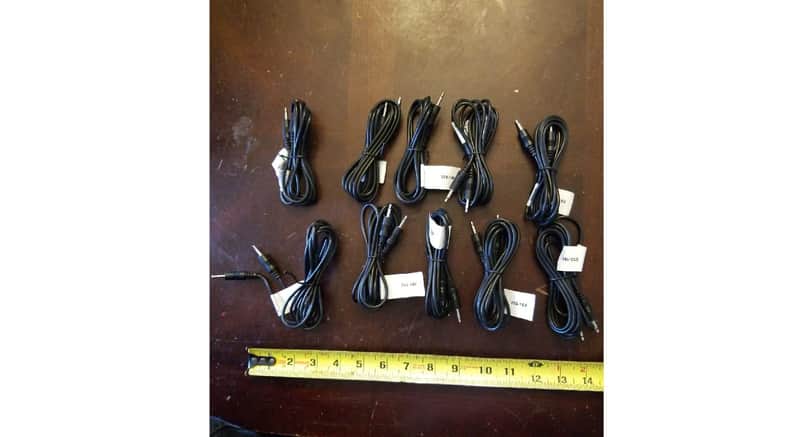 Generic LOT 4x 6 ft mono headphone patch cables 1/8 in phone aux 2.5mm jack plug 2.5 mm 2010s - black image 1