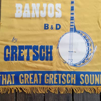 Vintage 1960's Bacon Banjos (By Gretsch) Authorized Dealer Banner! Rare, Original Music Store Display Sign! image 3