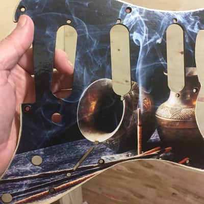 FTGP Relic Incense wood art pickguard for Stratocaster plus sticker image 2