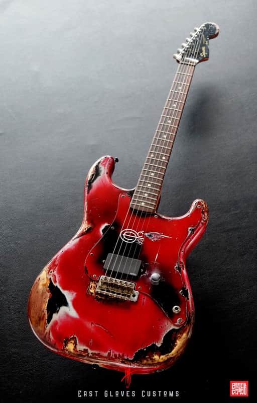 Squier ST-331 Stratocaster Red / Black Made in Japan Heavy Aged Relic image 1