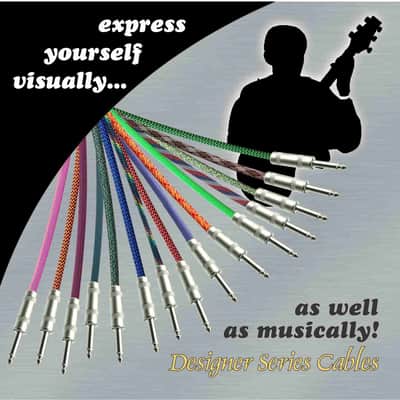 BLACK/NEON BLUE Designer Series Guitar Cables - 1/4" Straight to Right Angle - 30 ft. image 5
