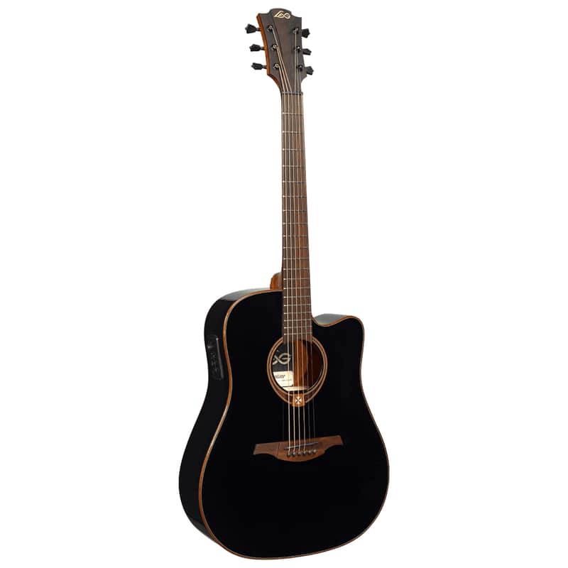 LAG T118DCE-BLK Dreadnought Cutaway Acoustic Electric Black image 1