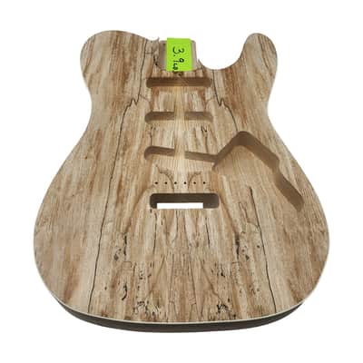 Carparelli  Custom Hybrid Spalted Veneer T/S-Style Guitar Body – 2pc Ash • Cream Binding • SSS Routing • 56mm Tremolo • Unfinished image 2